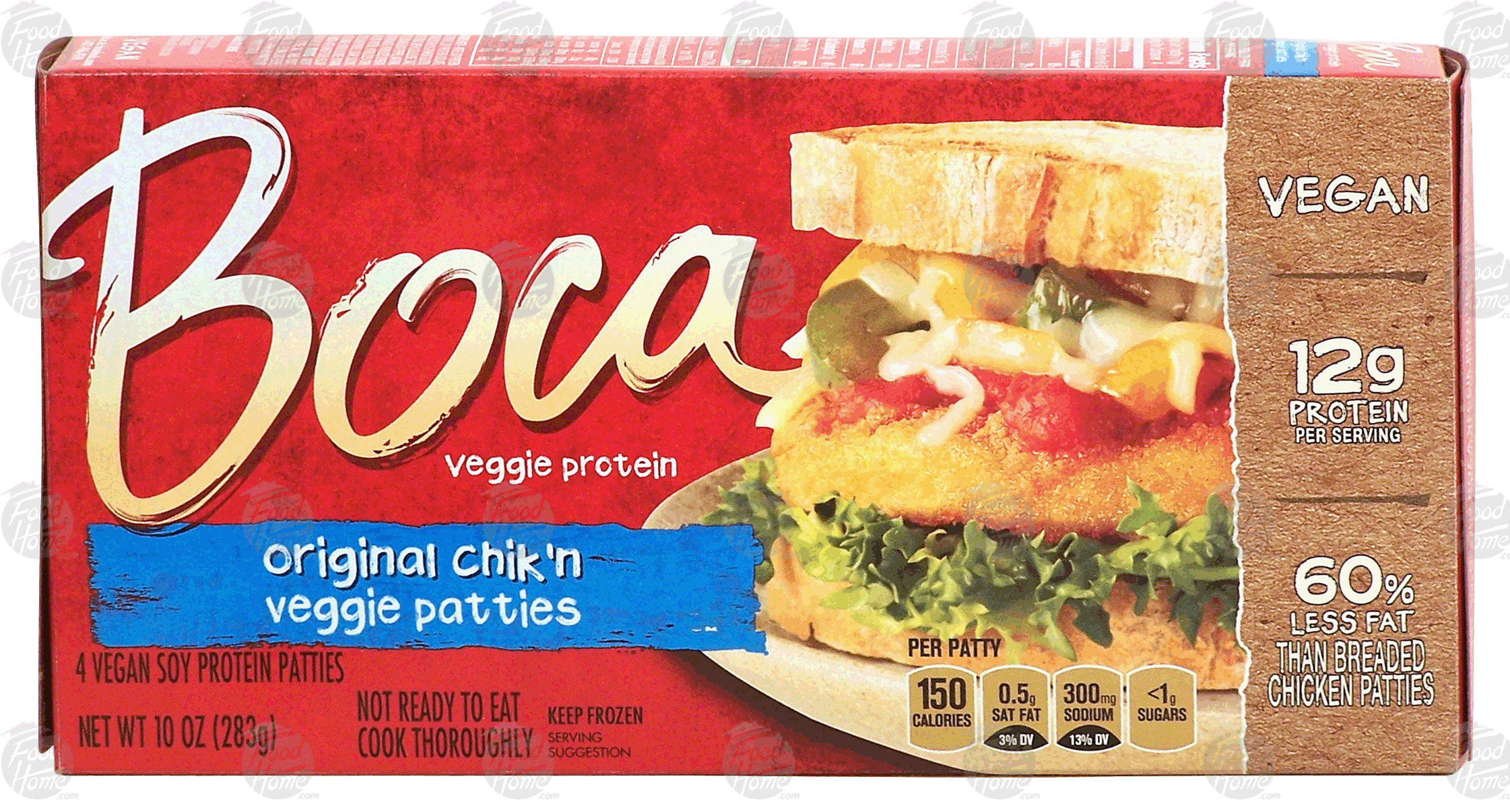 Boca Veggie Protein original chik'n veggie patties, 4 vegan soy protein patties Full-Size Picture